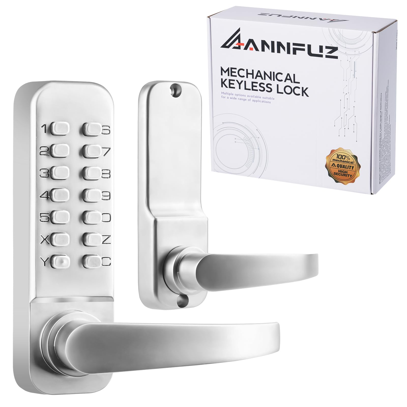 ANNFUZ Single-Sided Mechanical Keyless Keypad Door Handle Lock